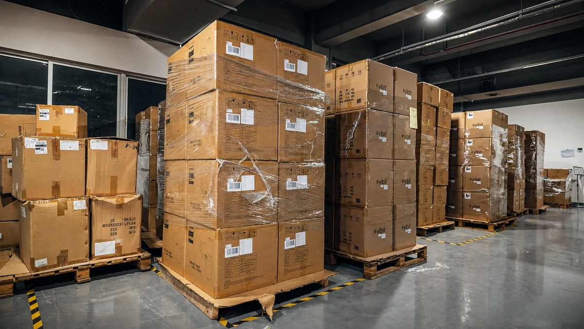 Finished BaiChang goods packed and staged in the warehouse for delivery.